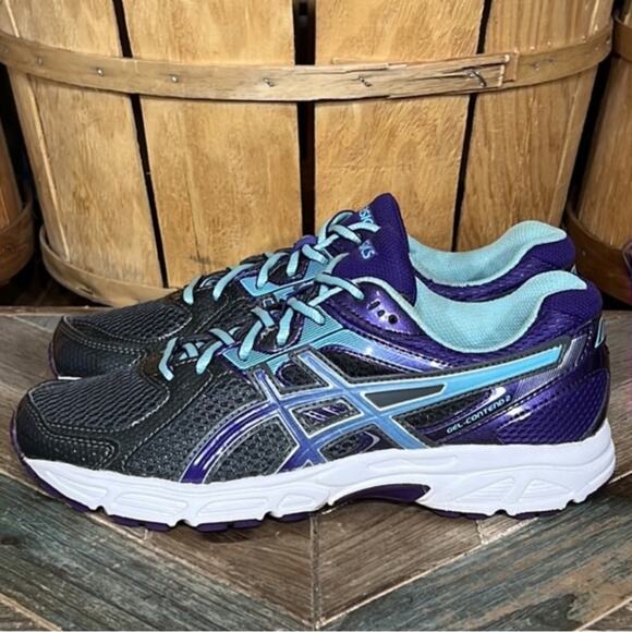 Asics Gel-Contend 2 Gray Purple Green Running Shoes Womens Size 7.5 EU 39 - Picture 2 of 11